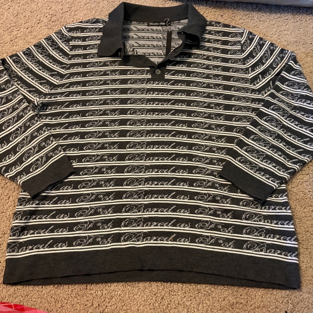 boredom kills striped polo size L